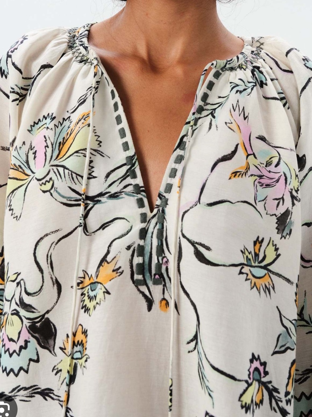 Maria Cher 💚 Arce Mila Blouse - Magnolia Bloom (Cream Floral)